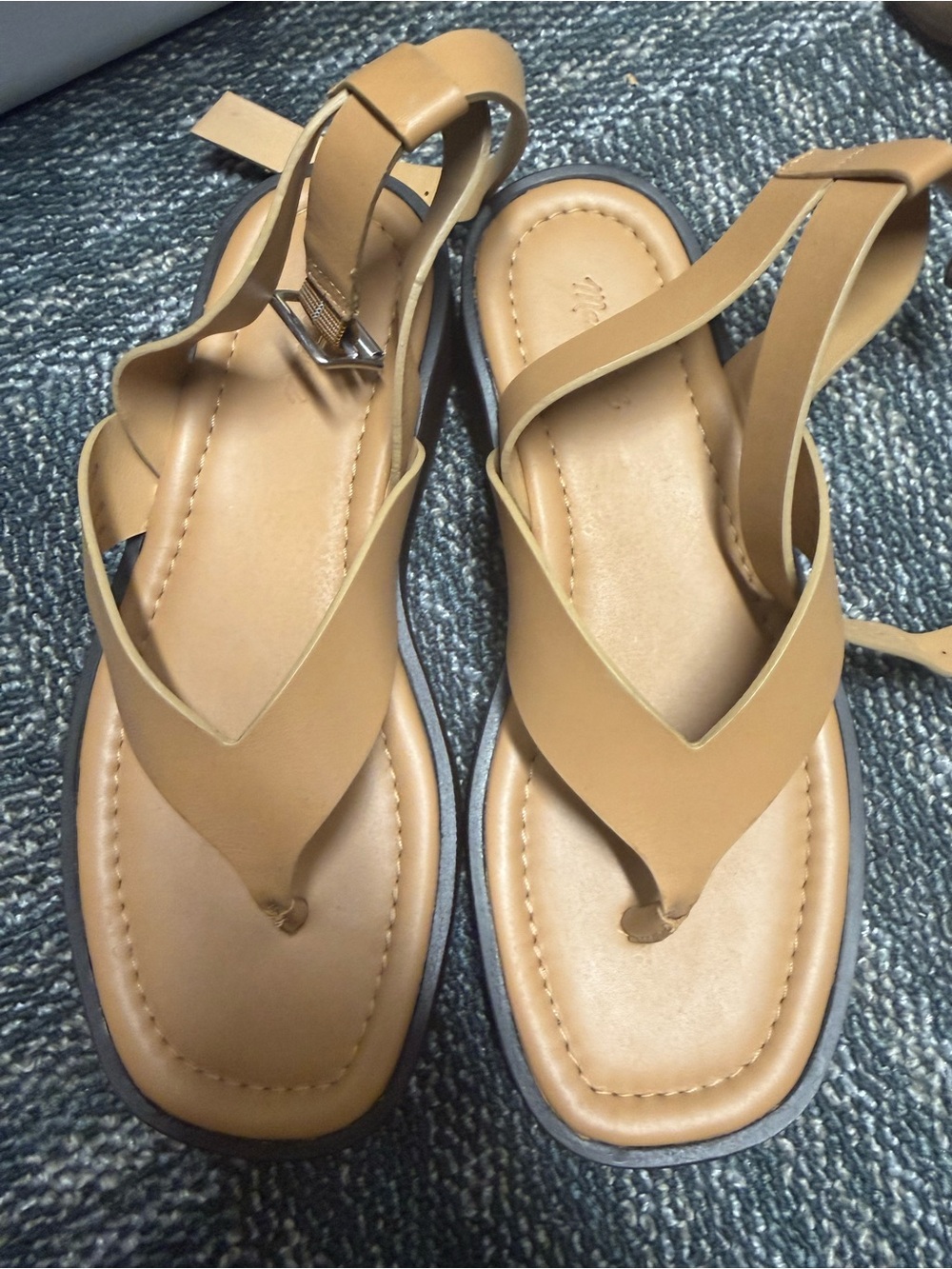 Madewell Tan Leather Thong Sandals